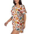 thumbnail image 2 of Haiem Autumn Leaves Pattern Pajama Set for Women 2 Piece Lounge Set Short Sleeve Tops and Shorts Soft Sleepwear-3X-Large, 2 of 7