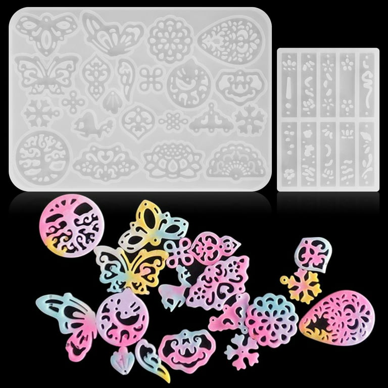 CRASPIRE Silicone Molds, Resin Casting Molds, For UV Resin, Epoxy Resin  Jewelry Making, Mermaid Tail, Laser Shining Nail Art Glitter and Tools,  Mixed Color, 91x62x15mm, Inner size: 81x52mm