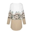 thumbnail image 5 of DeHolifer Fall Tops for Women Plus Size Tops Long Sleeve Round Neck Floral Print T-Shirts Casual Loose Holiday Blouse Khaki 2XL, 5 of 5