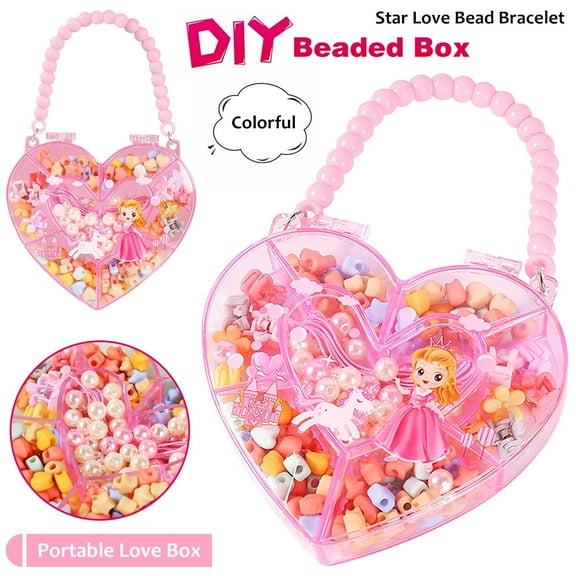 LNKOO Craft Beads Storage Box for Girls Toys - Kids Jewelry Making Kit Craft-Bead Art and Craft Kits DIY Bracelets Necklace Hairband and Rings Toy for Age 3 4 5 6 7 8 Year Old Girl