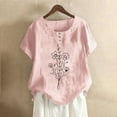 thumbnail image 1 of Babysbule Hauts pour Femmes en Liquidation Mode Femme Col Rond Manches Courtes Blouse T-Shirt Imprimé Hauts Amples, 1 of 4