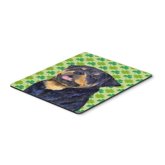 "Rottweiler St. Patricks Day Shamrock Portrait Mouse Pad Hot Pad or Trivet"