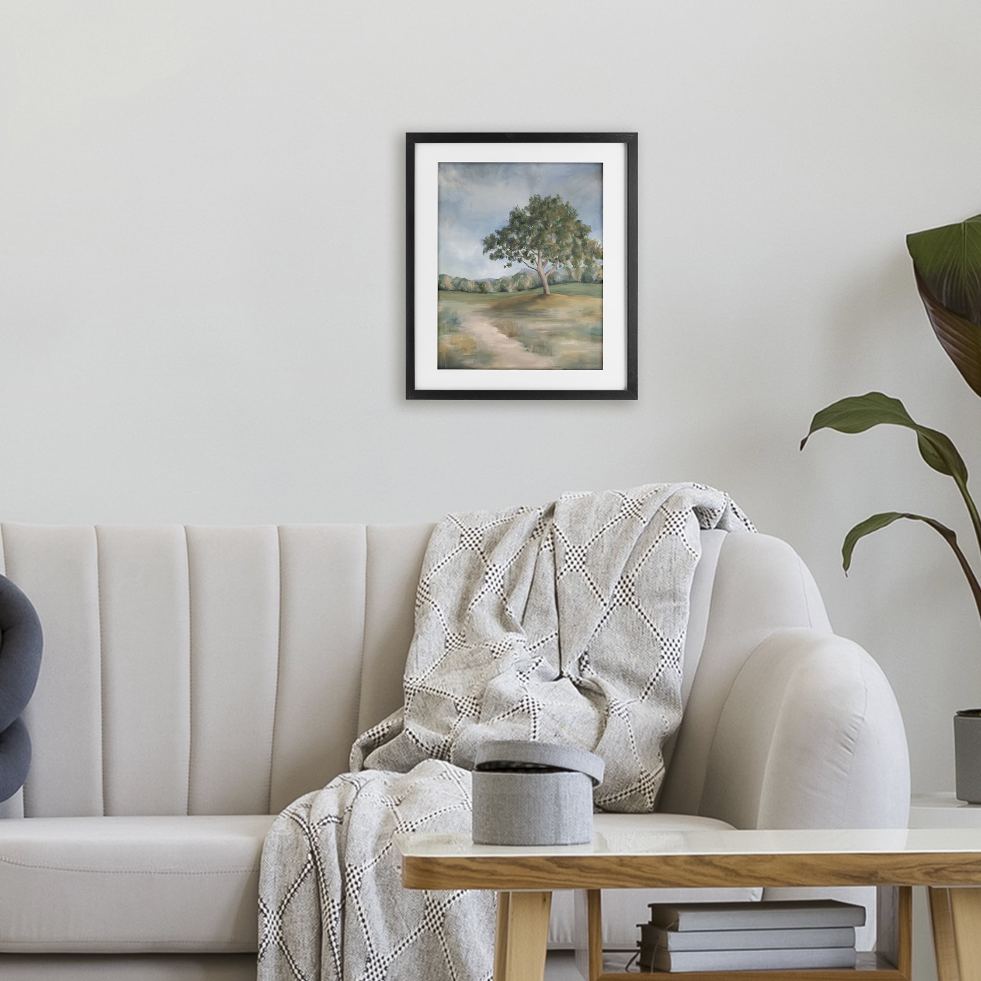 Countryside Tree Scenery Black Framed Print Under Glass, design by Leah Noel Art