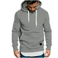 thumbnail image 2 of Family Gifts Hoodies for Men Casual Cotton Essentials Hoodie Pullover Long Sleeve Fleece Hooded Sweatshirts Men's Hoodie Solid Color Pullover Long-sleeved Top Hooded Sweatshirt Dark Gray XXXL, 2 of 6