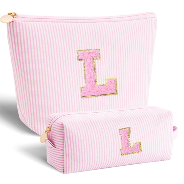 Bolsa de cosméticos para un recital de baile con diseño de iniciales, color rosa