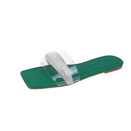 

nsendm Leather Slippers for Women Fashion Womens Breathable Lace Up Shoes Flats Casual Sandals Womens Home Slippers Green 8.5