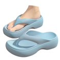 thumbnail image 3 of oqasdz Slippers for Women Summer Thick Sole Soft Non Slide Flip Flops Outdoor Beach Vacation Solid Color Slippers Casual Wear,Blue, 3 of 7