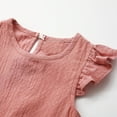 thumbnail image 6 of LLYWEY Toddler Girls Ruffle Tops, Baby Girl Linen Ruffles Hem Sleeveless T-Shirts, Kids Solid Color Keyhole Back Summer Round Neck Sleeveless Loose Casual Blouses Shirts, Style-T-12, Pinks, 2T, 6 of 9