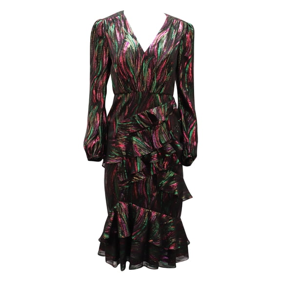 Pre-Owned Saloni Rainbow Ayla Dress in Multicolor Silk