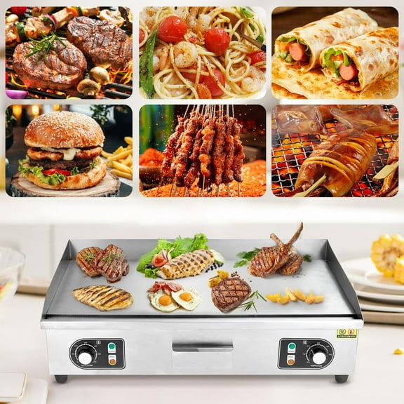 Kojooin 14"/18"/22"/30" Electric Griddle for Commercial Use, 3000w Countertop Flat Top Grill with Adjustable Temperature Control for Restaurant, Kitchen, Food Truck & Home