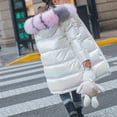 thumbnail image 5 of KAUOD Girls Long Winter Parka Coats Cute Gradient Color Quilted Puffer Jackets Faux-F𝐮r Insulated 𝗦now Ski down Outwear, 5 of 6