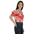 thumbnail image 2 of Moomaya Elegant Round Neck Top For Womens Casual Balloon Sleeves Printed Summer Crop Top, 2 of 7