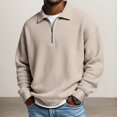 thumbnail image 2 of KKBOTIVE Fashion Polo Shirts for Men Collared Long Sleeve Shirt Comfort Quarter Zip Thermal Workout Shirts Casual Tops, Khaki Size: XXXXL, 2 of 5