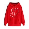 thumbnail image 2 of BVOFAR Women's Cute Heart Print Hooded Sweatshirts Fall Fleece Hoodies Casual Long Sleeve Pullovers Drawstring Tops with Pockets, 2 of 6