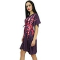 thumbnail image 2 of Bimba Women's Short Kaftan Beach Dress Satin Floral Bridesmaid Wine Caftan - 4, 2 of 8