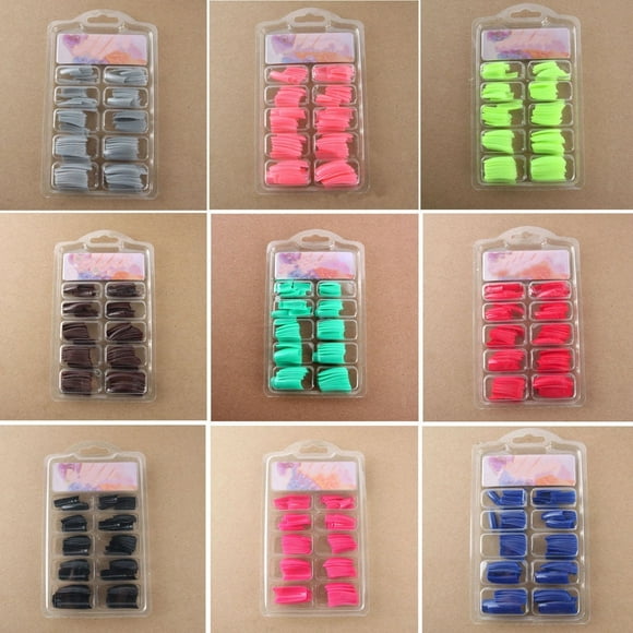 Welling 100Pcs DIY Acrylic Gel French Nail Art Colored French Tips False Nail Tips