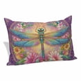 thumbnail image 2 of Purple Dragonfly Pillow Covers Queen, Colorful Flowers Watercolor Chic Floral Plant Soft Brushed Microfiber Breathable Throw Pillow Covers, Pillowcase with Zipper for Couch Sofa Bedroom 20"x30", 2 of 9