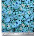 thumbnail image 1 of Soimoi Cotton Duck Fabric Leaves,Floral & Black Berries Fruits Fabric Prints by Yard 56 Inch Wide, 1 of 1