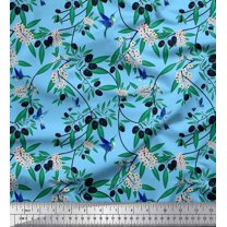 Soimoi Cotton Duck Fabric Leaves,Floral & Black Berries Fruits Fabric Prints by Yard 56 Inch Wide