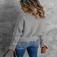 thumbnail image 4 of Mode des Femmes Bloc de Couleur Pull Manches Longues Creux Pompons en Détresse Pull, 4 of 5