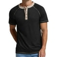 thumbnail image 4 of JWD Classic henley style Three button henley closure, Mens Henley Short Sleeve T-Shirt Cotton Casual Shirt Mens ShirtsSummer Daily T-Shirts Black XL, 4 of 6