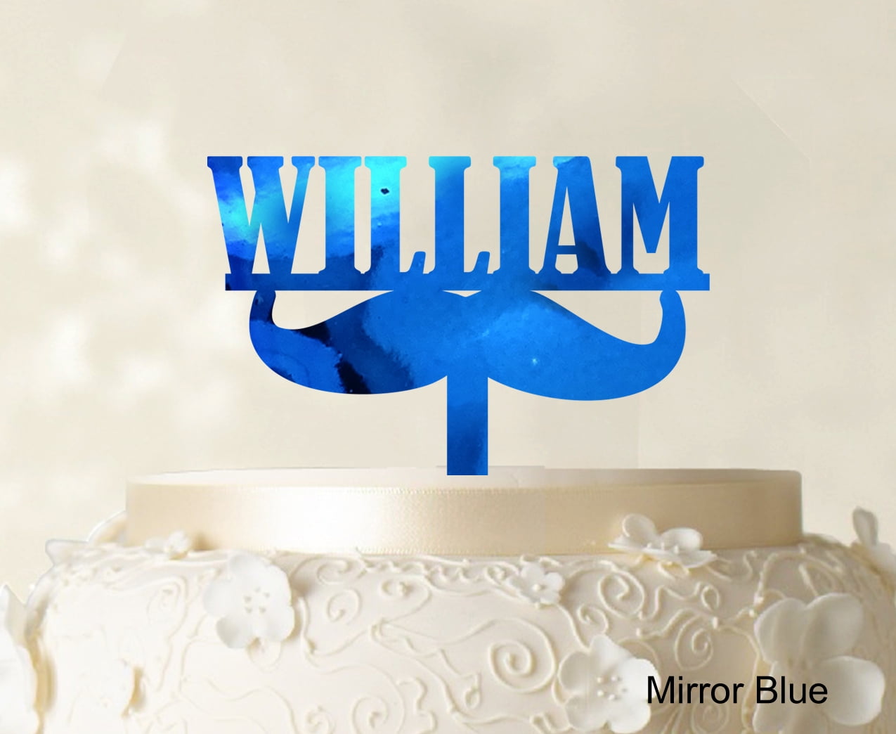 "Custom Name Cake Topper Personalized Mirror Cake Topper Color Option