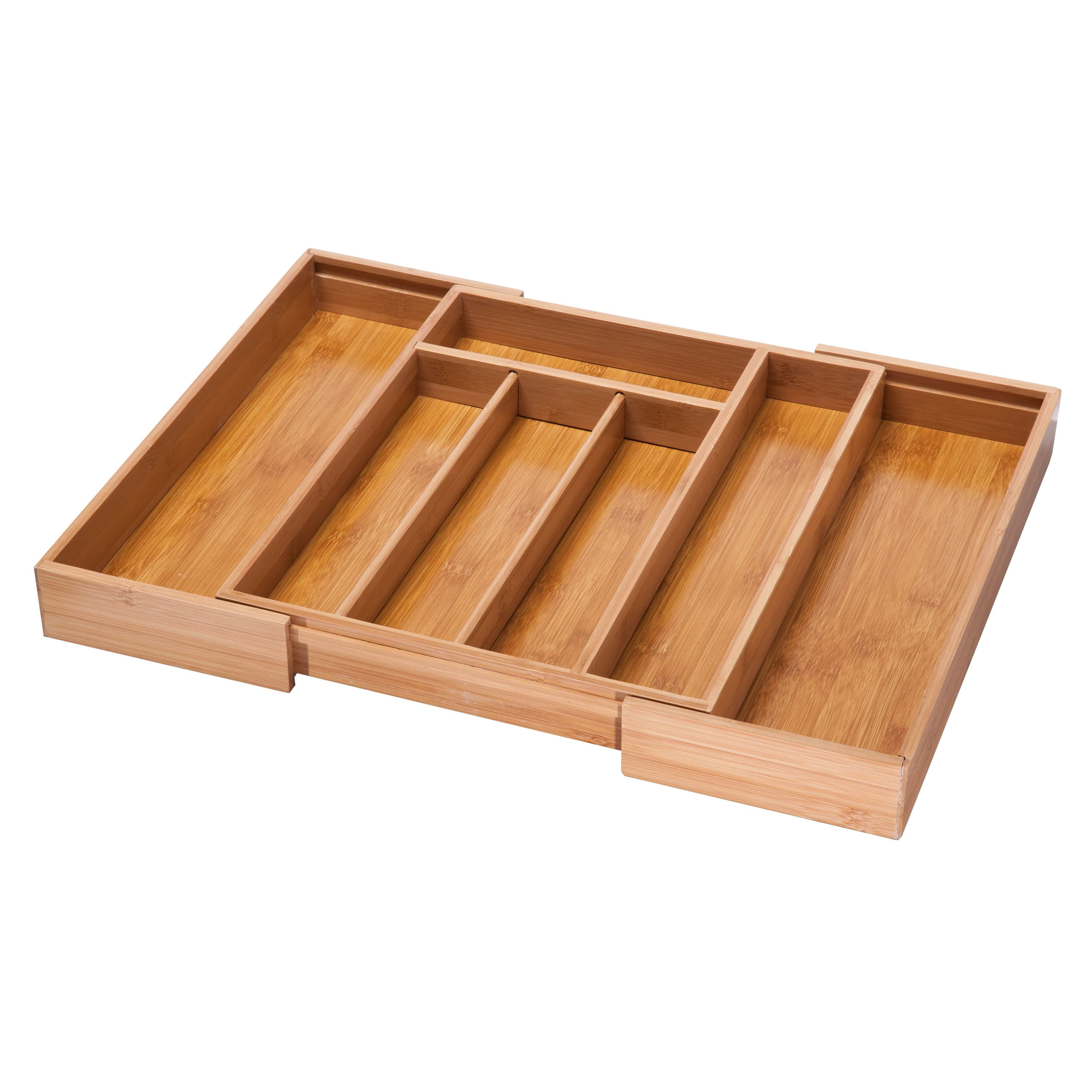 Honey-Can-Do Bamboo 17" D x 22.75" W x 2.3" 7-Compartment Expandable Kitchen Drawer Organizer, Natural