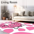 thumbnail image 2 of ODIKA 4'x6' Machine Washable Non-Slip Area Rug, Whimsical Dairy Beast Artistic Patterned Surface High Traffic Rug with Pad, Pink, 681334, 2 of 8