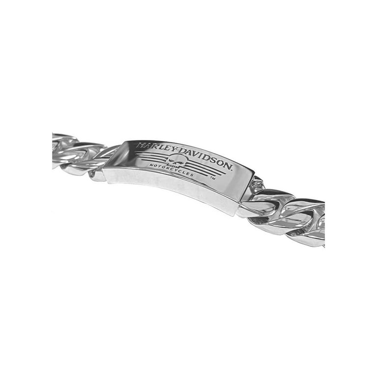 Men's Willie G Skull Steel ID Curb Link Bracelet HSB0140 Men's Willie G Skull Steel ID Curb Link Bracelet HSB0140