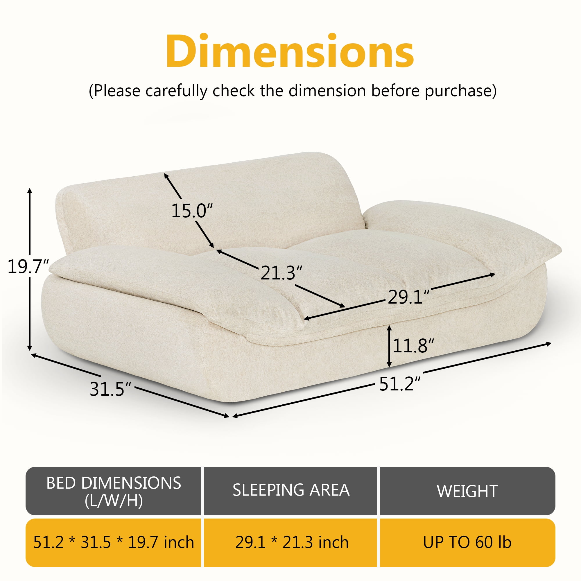 Lovupet Dog Couch for Large Breed, Fabric Dog Sofa Bed with Anti-Slip Bottom, PS215