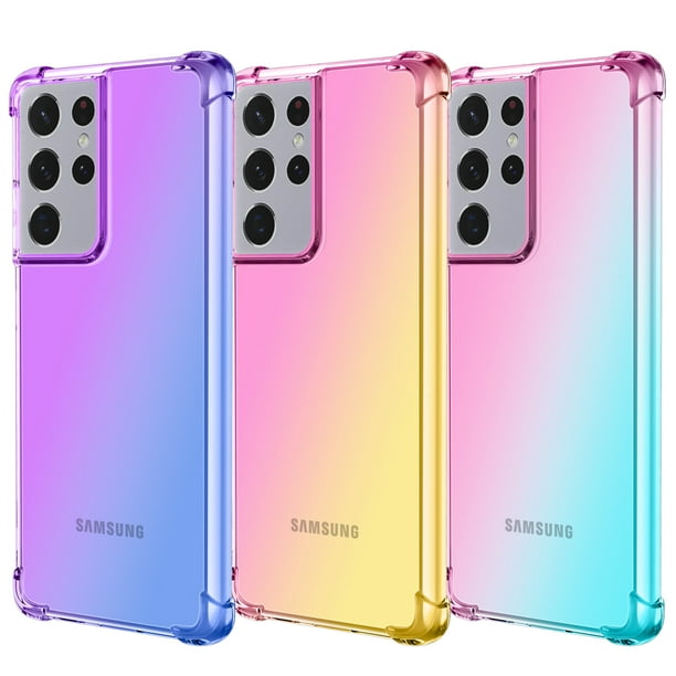Samsung Galaxy S21 Ultra Phone Case Full Body With Front Pc Frame Shockproof Protective Bumper Cover Support Wireless Charging Impact Resist Durable Gradient Colors Rainbow Shockproof Case Walmart Com Walmart Com