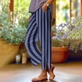 thumbnail image 2 of Summer Cotton Linen Pants for Women Casual Boho Gradient Print Pants 2026 Vacation Wide Leg Stripe Lounge Pant, 2 of 6