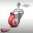 thumbnail image 2 of 3 Inch SS Red Polyurethane Wheel Swivel 12mm Threaded Stem Caster SCC, 2 of 2