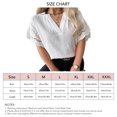 thumbnail image 5 of Camisa casual para mujer, cuello en V, color sólido, manga corta, costura de encaje, elegante top de verano para uso diario, 5 of 5