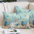 thumbnail image 2 of Teal Coastal Pillow Covers King, Summer Beach Starfish Shell Coral Nautical Soft Brushed Microfiber Breathable Throw Pillow Covers, Decorative Pillowcase with Zipper for Couch Sofa Bedroom 20"x36", 2 of 9