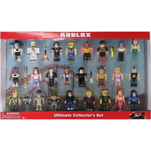 roblox-muñecas virtuales en caja para niñas y niños, nuevo producto de 2,5-3 pulgadas, en varios estilos, regalo de cumpleaños, 24 unidades Caja con 24 figuras ROBLOX de 2.5–3 pulg. en varios estilos y colores; figuras de PVC con silueta minibloque y accesorios visibles en bandeja, logotipo ROBLOX arriba y 'Ultimate Collector's Set' en la base; algunos estilos pueden venir en caja o en bolsa, adecuado como regalo coleccionable de cumpleaños.