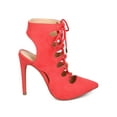 thumbnail image 2 of Wild Diva Women Suede Pointy Toe Lace Up Corset Cutout Design Bootie Gladiator Pump, 2 of 6