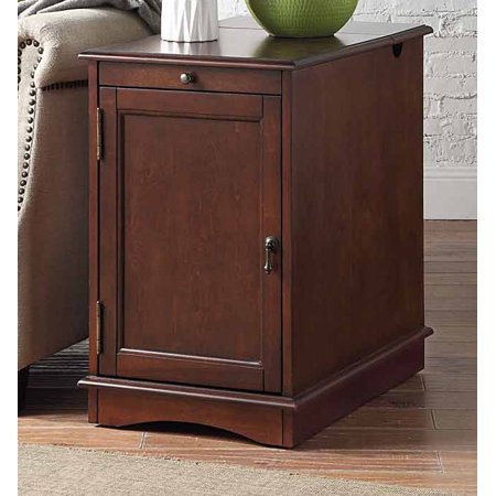 Dcenta Versatile Design 1pc Side Table Birch Veneer USB Outlet Nightstand Multifunctional Home Furniture