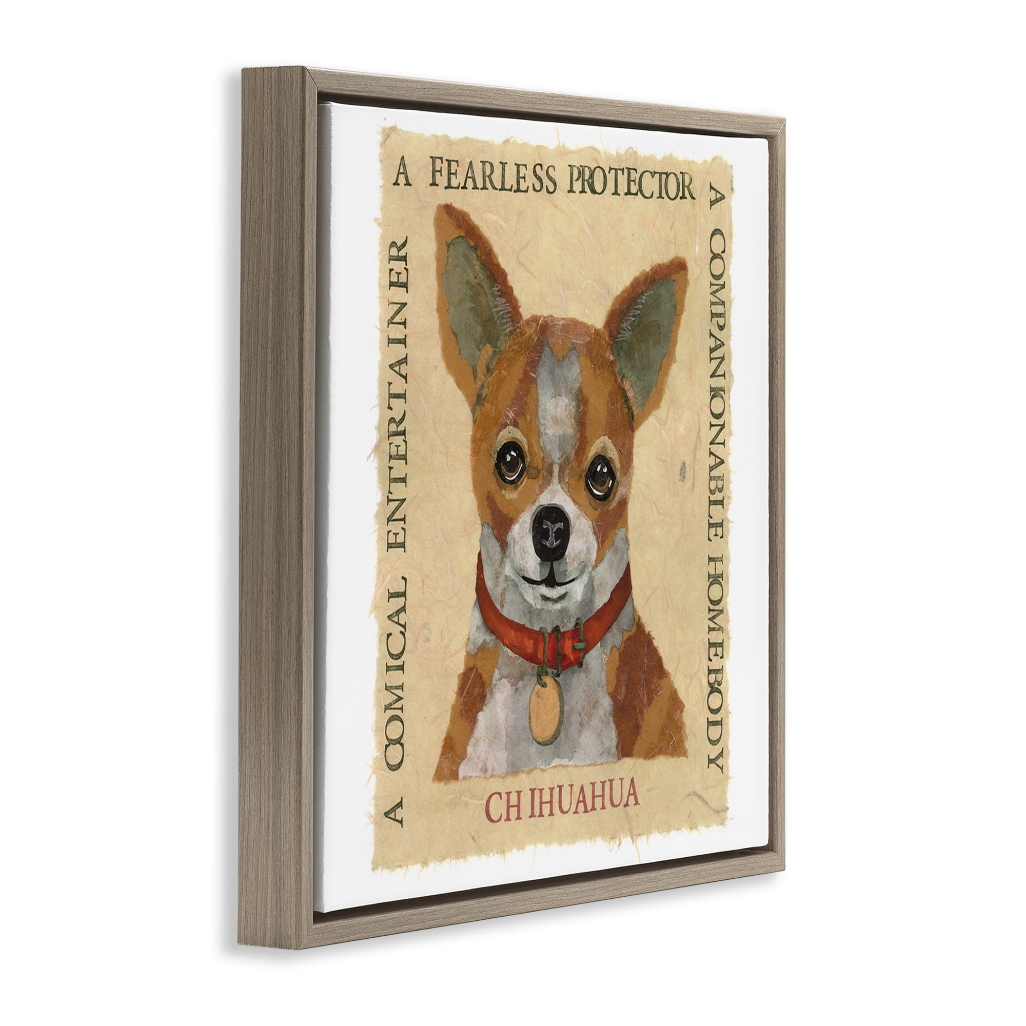 Stupell Industries Fun Chihuahua Pet Phrases Animals Painting Brown Floater Framed Canvas Art Print Wall Art, 25 x 25
