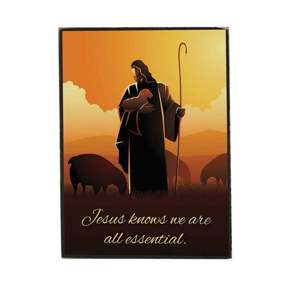 Dicksons We are All Essential Sunset Orange 4 x 3 Wood Decorative Tabletop Plaque Sign