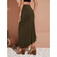 thumbnail image 2 of Falda midi sexy de cintura alta con abertura lateral y abertura asimétrica para mujer Verde M Verde M Xishao ropa, 2 of 2