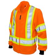 Mens Hi-Vis 3-in-1 Safety Bomber Jacket, 300D Poly Oxford with PU Coating, Fluorescent Orange, L