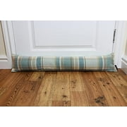 Duck Egg Blue Heritage Tartan Fabric Draught Excluder - Large Draft Stopper for Doors & Windows Machine Washable 7 x 32 Inches