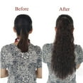 thumbnail image 7 of Long Ponytail Extensions for Women Curly Ponytail Hair Piece Synthetic 22 inch Curly Wrap Around Black Ponytail Corn Wave Ponytail Hairpiece Magic Paste Black Ponytail, 7 of 7