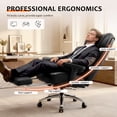 thumbnail image 3 of FASTES Office Desk Chair, Big and Tall Office Chair 400lbs Gaming Chair with Footrest, Ergonomic Executive High-Back Reclining Computer Chairs, Swivel Wheels and Lumbar Support, Black, 3 of 10