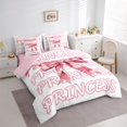 thumbnail image 2 of spefrowx Watercolor Pink Bow Full Size Bedding Sets for Girls, White Princess Lettering Full Size Bed in a Bag, Pink Reversible, 7-Piece, 2 of 6