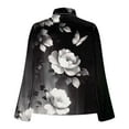 thumbnail image 5 of Womens Silky Satin Shirts Floral Printed Dressy Casual Spring Fall Tops Lapel Cowl Neck Long Sleeve Blouses (2XL, Black A), 5 of 5