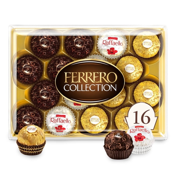 Ferrero Collection Gourmet Gift Box, 12 Assorted Chocolates with Dark Chocolate, Coconut, and Milk Chocolate, 6.1 oz