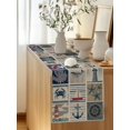 thumbnail image 5 of Summer Nautical Table Runner, Blue Anchor Rudder Crab Whale Patchwork Linen Cotton Linen Kitchen Table Decoration Washable Dining Tabletop Runners for Home Party Decor 16x72 Inches, 5 of 9