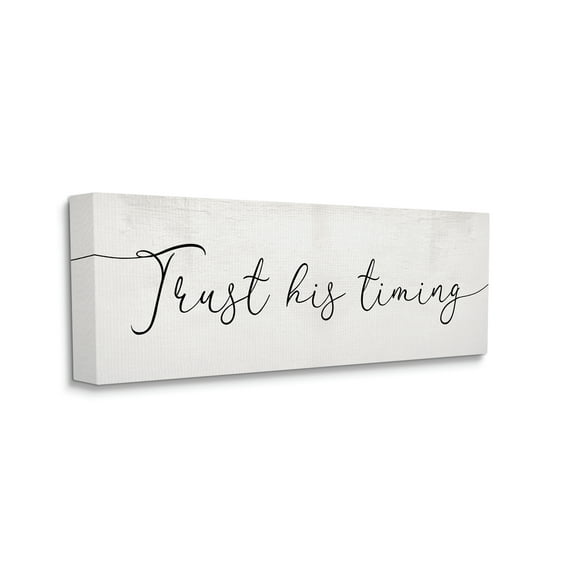 Stupell Industries Trust His Timing Phrase Elegant Cursive Typography Canvas Wall Art, 13 x 30, Design by Daphne Polselli